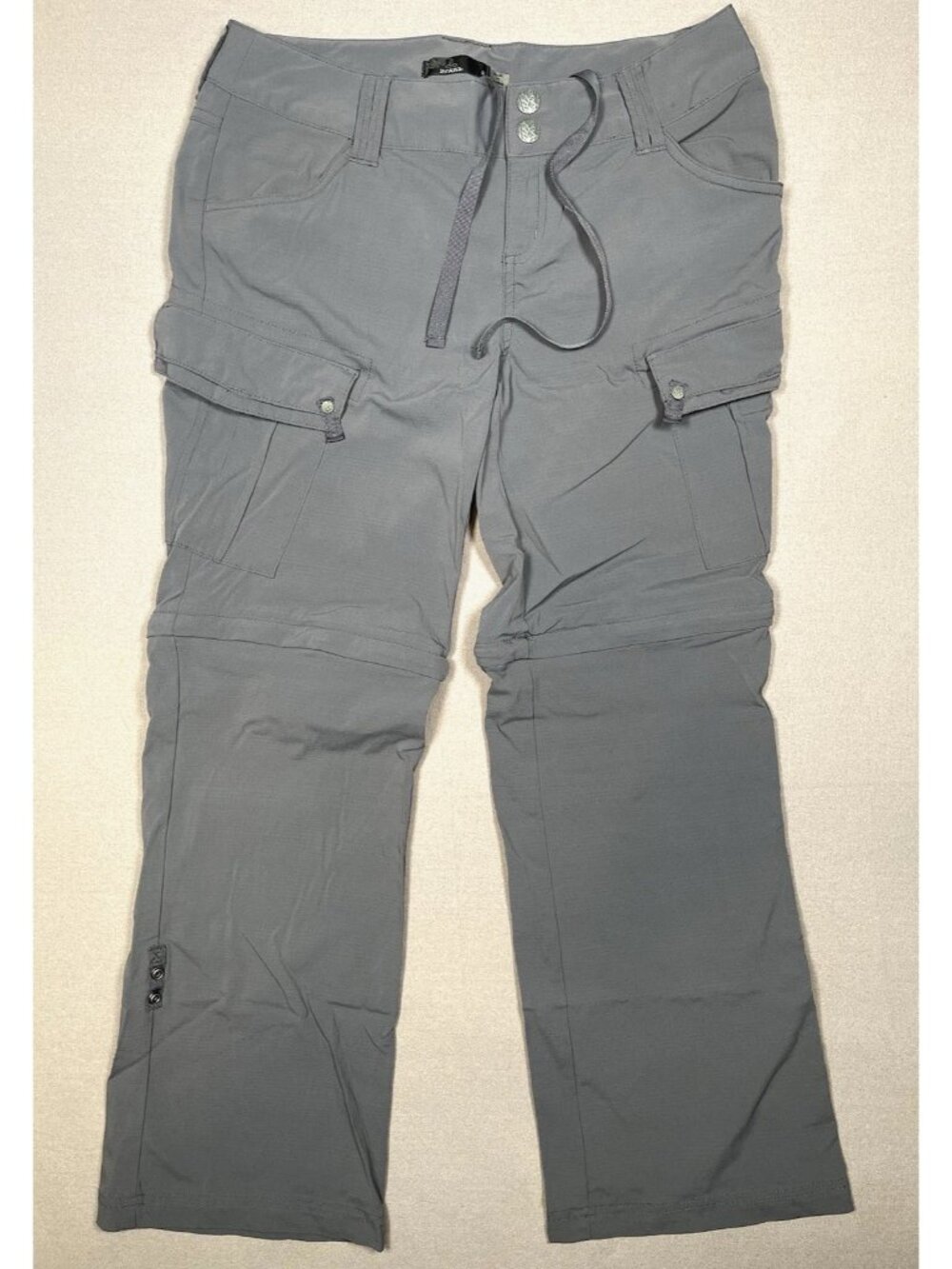 Prana Sage Convertible Roll Up Snap Cargo Gray Pants - Women Size 6 (6 X 27)